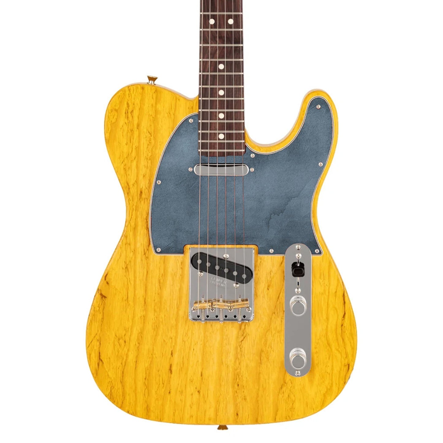 Egyedi Telecaster koptató sötétkék, kopott hatású felülettel, amely karakteres és modern megjelenést kölcsönöz