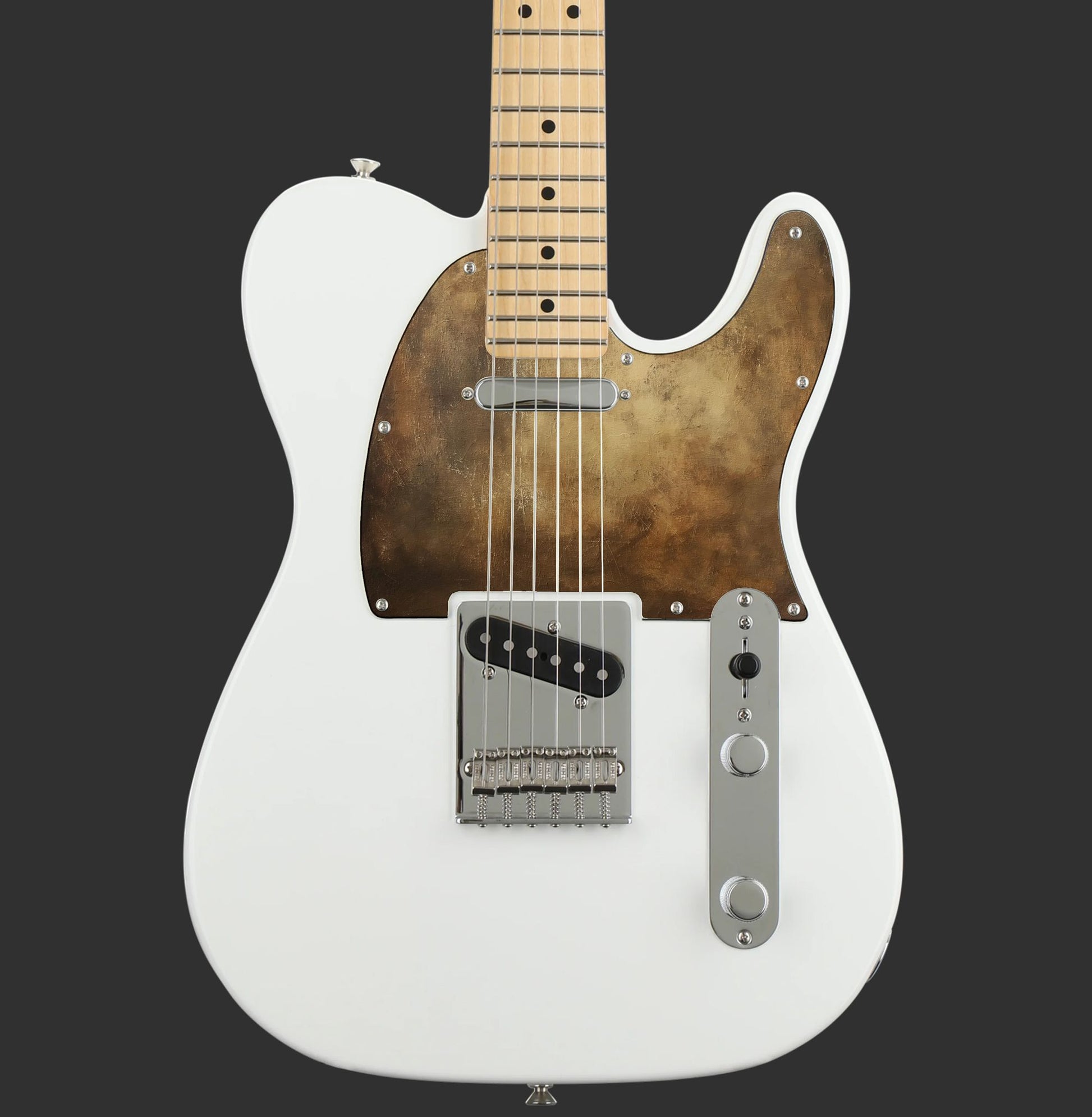 Egyedi Telecaster gitár koptató antik arany textúrával, amely elegáns és klasszikus megjelenést biztosít