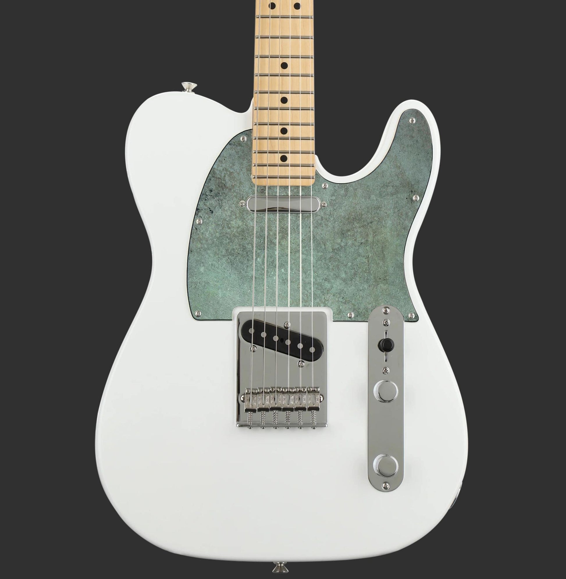 Egyedi Fender Telecaster gitár koptató, oxidált fémhatású textúrával, kékes és rozsdás árnyalatokkal