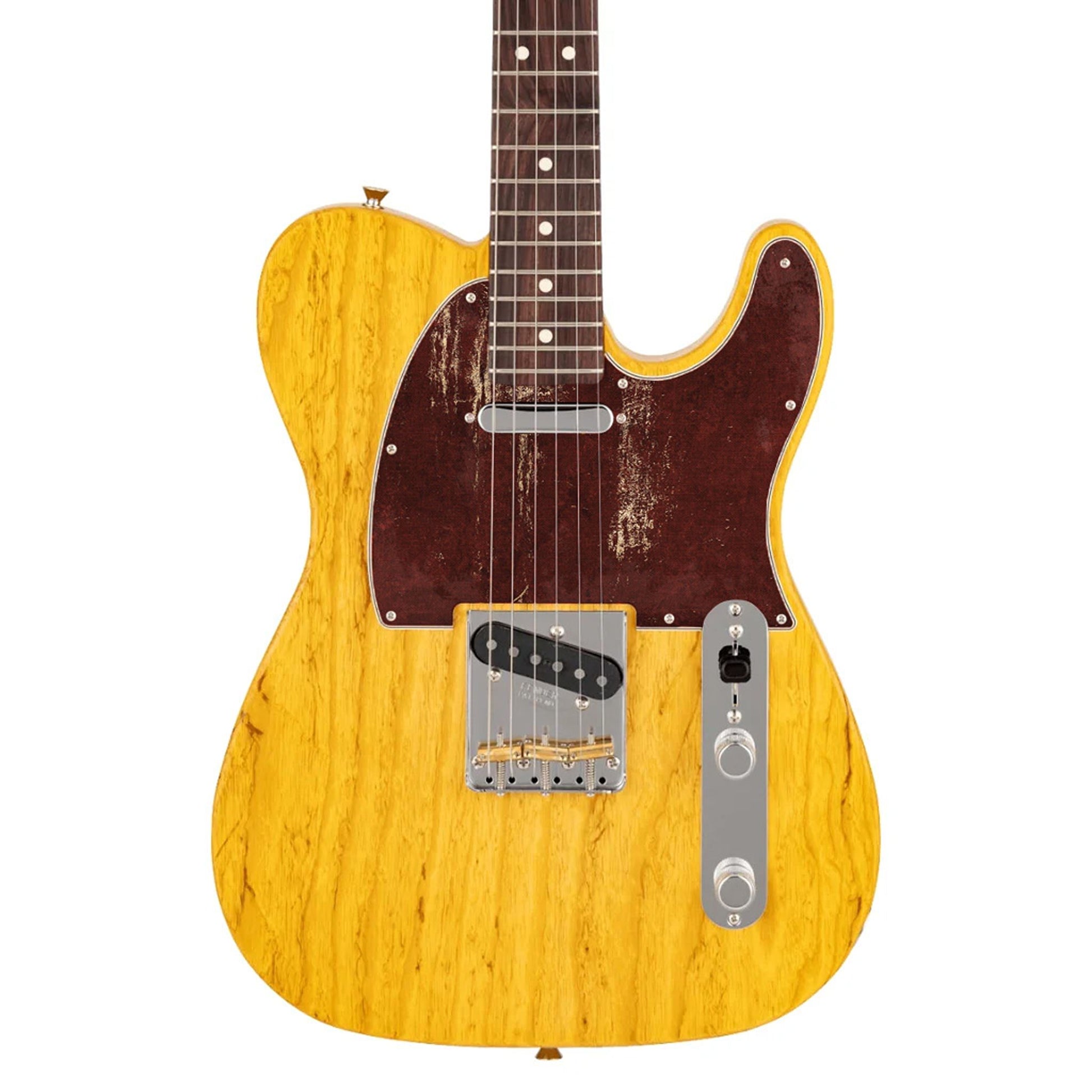 Egyedi Fender Telecaster gitár koptató mélybordó árnyalattal, kopott mintázattal és vintage hatású textúrával